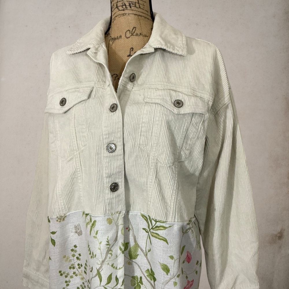 Upcycled Boho Corduroy Kimono Jacket Duster One Of A Kind Repurposed Size Medium - Picture 4 of 13